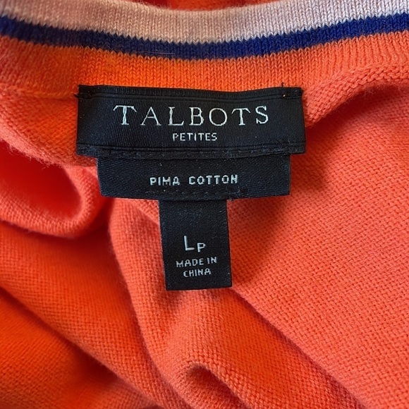 TALBOTS Orange Button Front Lightweight Sweater Cardigan Size LP - Picture 11 of 11